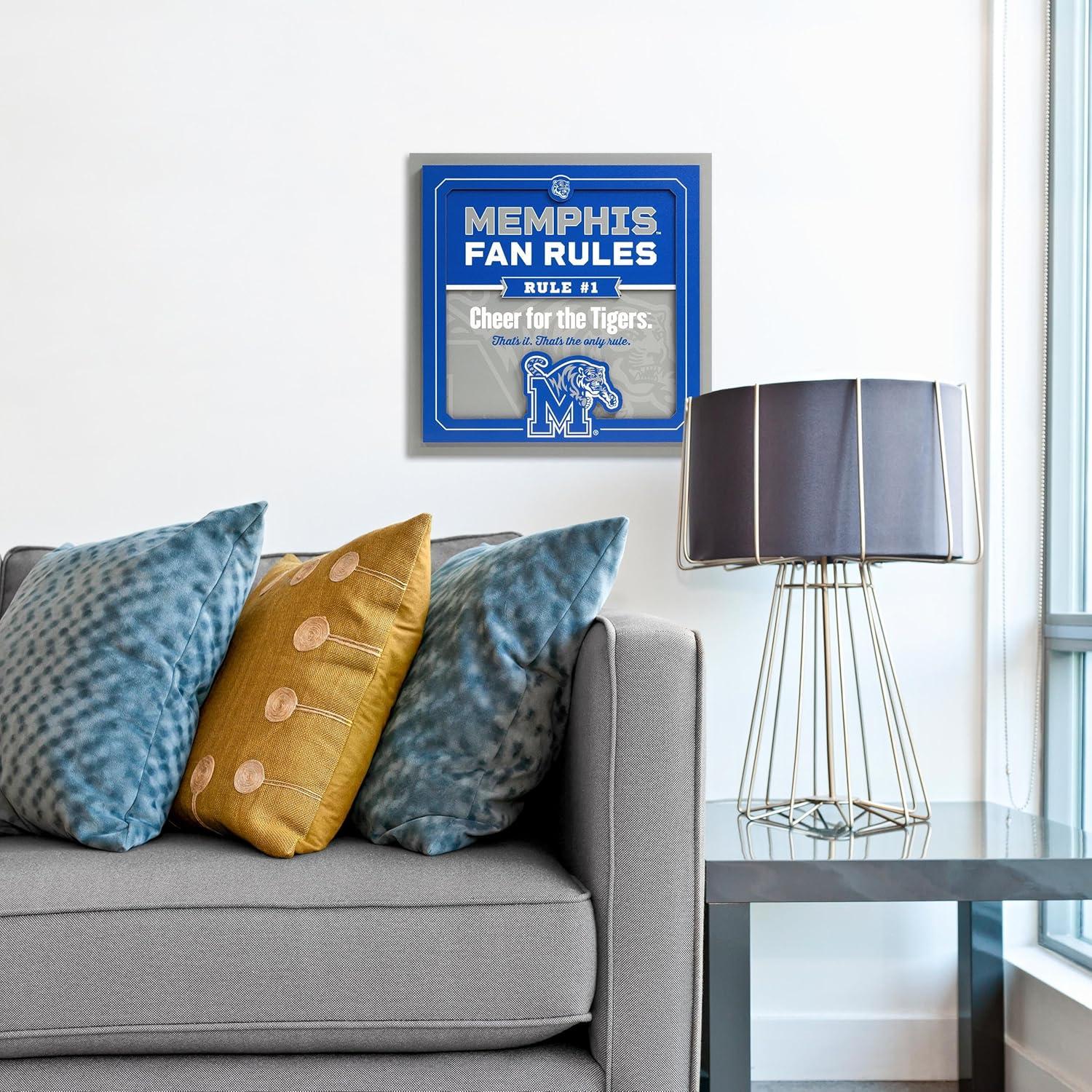 image:imageYouTheFan Officiallylicensed NCAA Tide Fan Rules Wall Art multiple layers humorous team artwork sports fan motto showcases funny rules indoor decorMemphis Tigers
