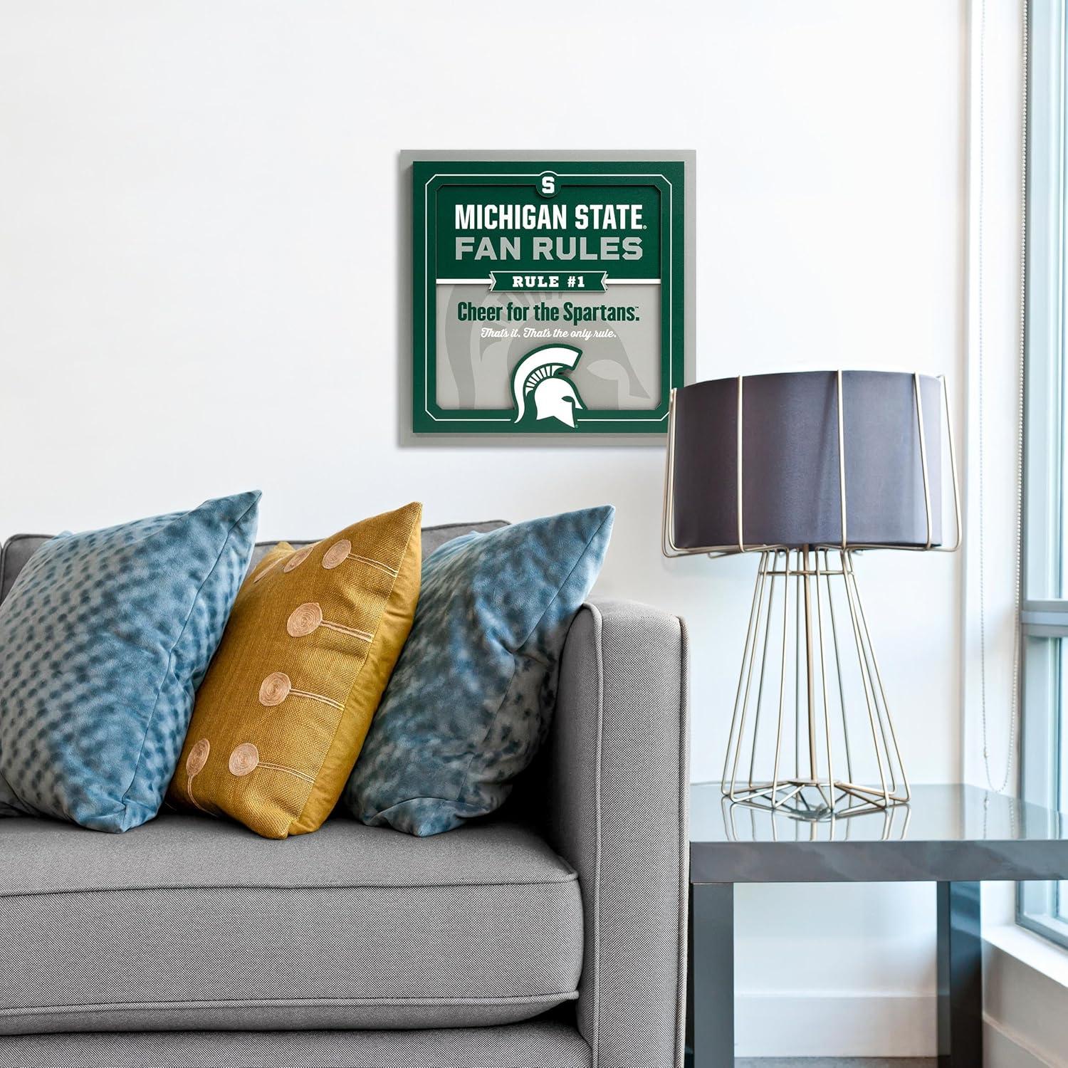 image:imageYouTheFan Officiallylicensed NCAA Tide Fan Rules Wall Art multiple layers humorous team artwork sports fan motto showcases funny rules indoor decorMichigan State Spartans