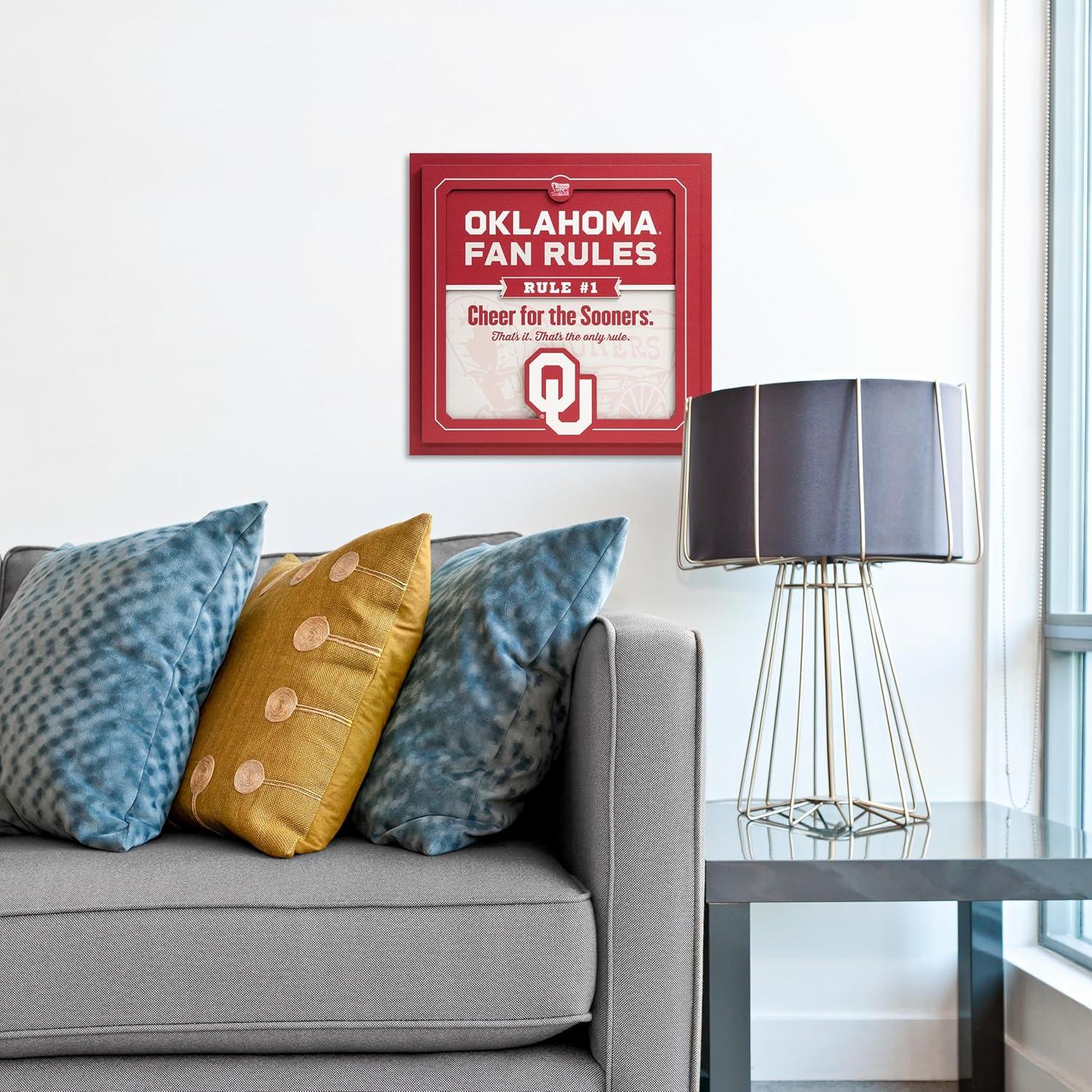 image:imageYouTheFan Officiallylicensed NCAA Tide Fan Rules Wall Art multiple layers humorous team artwork sports fan motto showcases funny rules indoor decorOklahoma Sooners