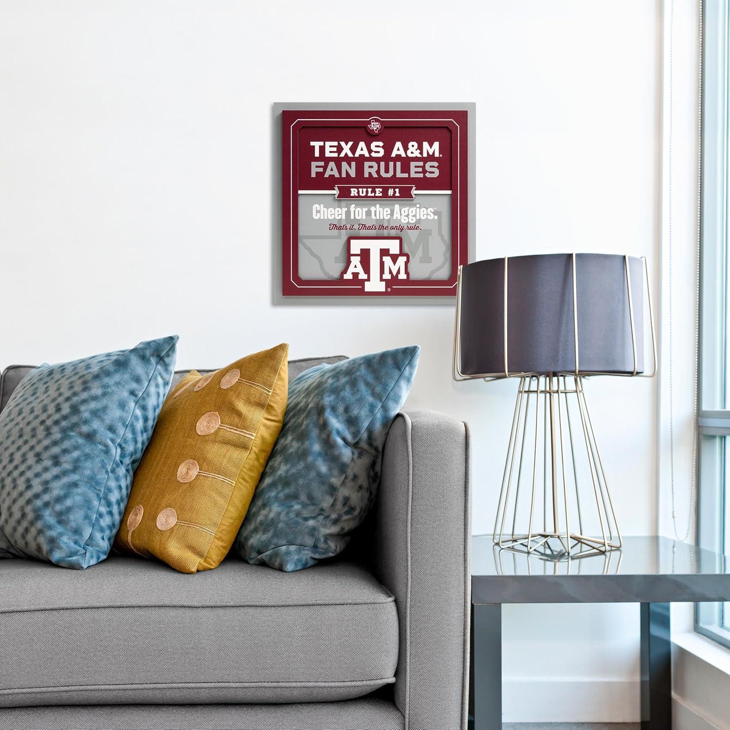 image:imageYouTheFan Officiallylicensed NCAA Tide Fan Rules Wall Art multiple layers humorous team artwork sports fan motto showcases funny rules indoor decorTexas AM Aggies