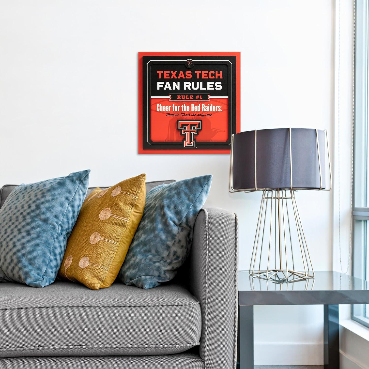 image:imageYouTheFan Officiallylicensed NCAA Tide Fan Rules Wall Art multiple layers humorous team artwork sports fan motto showcases funny rules indoor decorTexas Tech Red Raiders