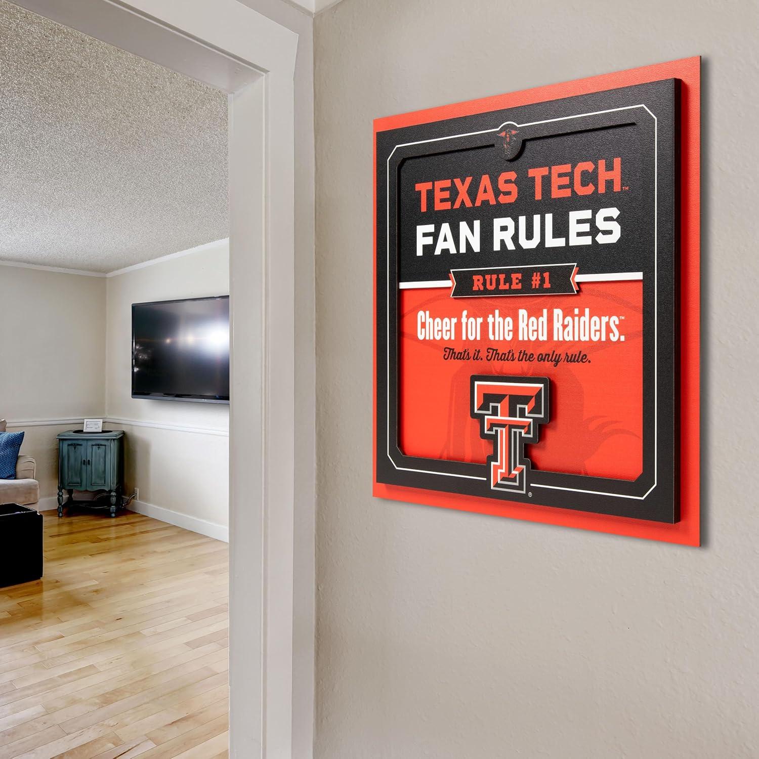 image:imageYouTheFan Officiallylicensed NCAA Tide Fan Rules Wall Art multiple layers humorous team artwork sports fan motto showcases funny rules indoor decorTexas Tech Red Raiders