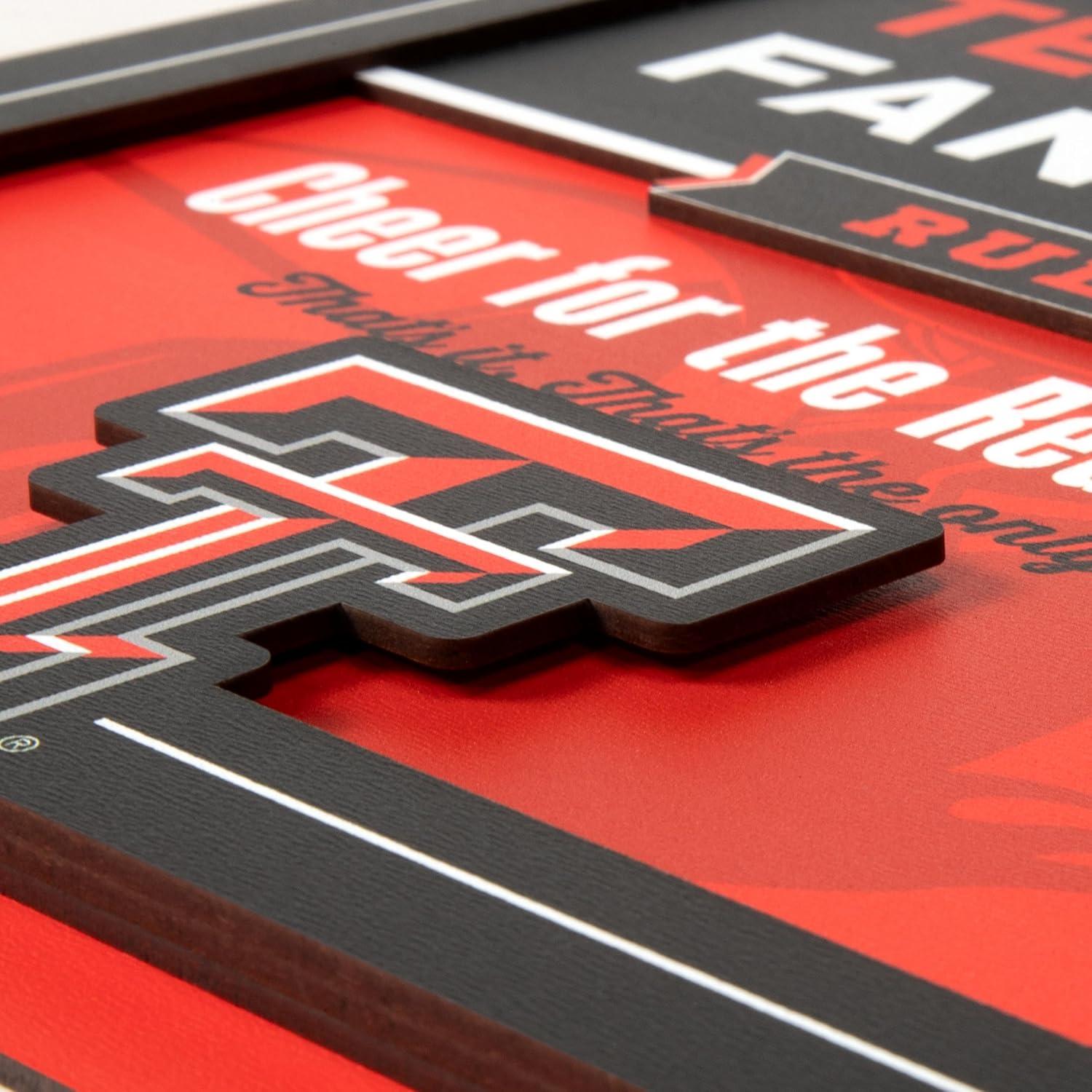 image:imageYouTheFan Officiallylicensed NCAA Tide Fan Rules Wall Art multiple layers humorous team artwork sports fan motto showcases funny rules indoor decorTexas Tech Red Raiders