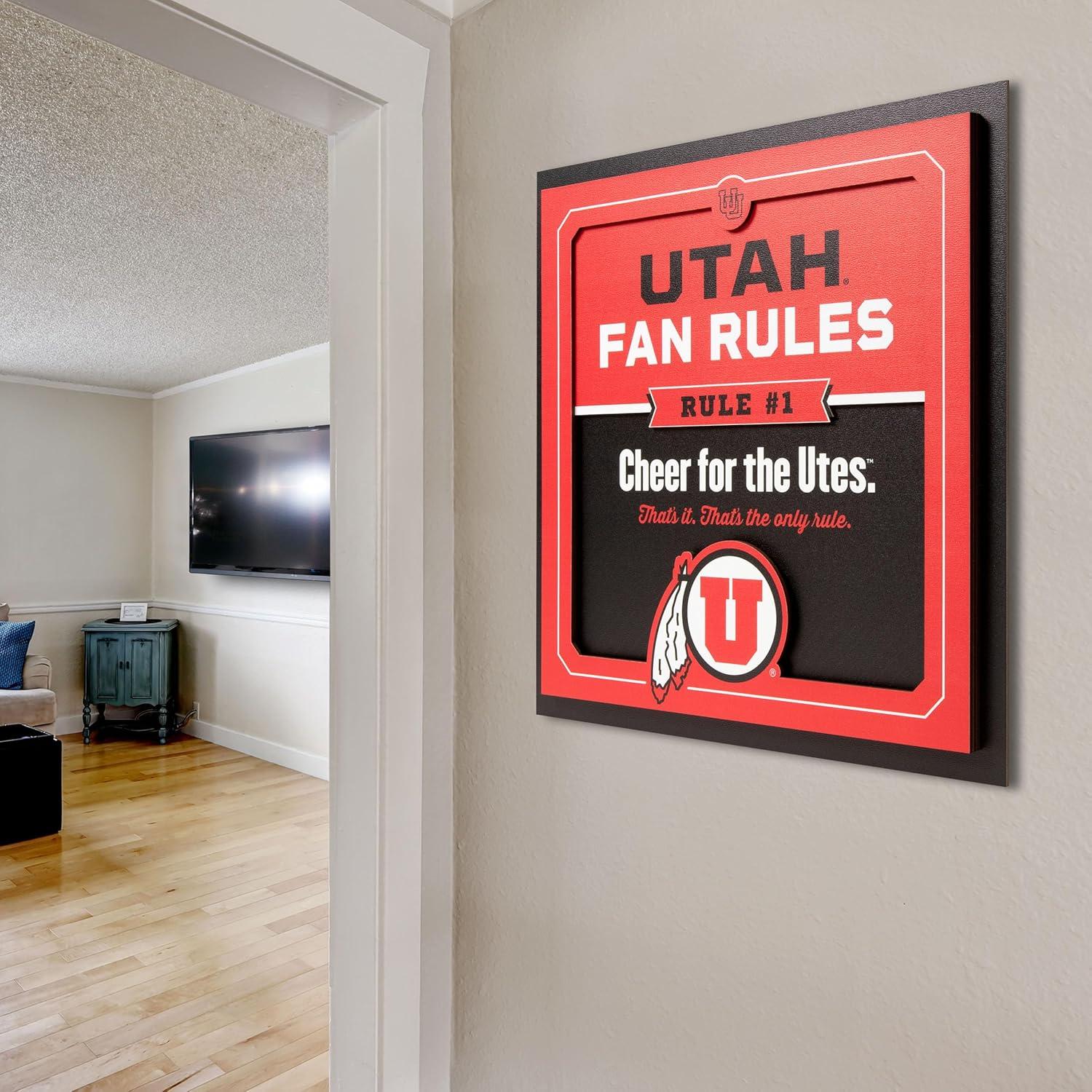 image:imageYouTheFan Officiallylicensed NCAA Tide Fan Rules Wall Art multiple layers humorous team artwork sports fan motto showcases funny rules indoor decorUtah Utes