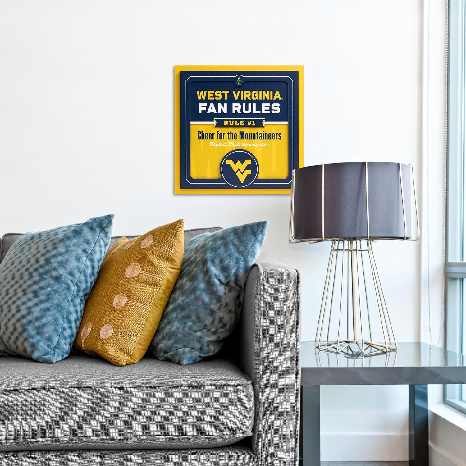 image:imageYouTheFan Officiallylicensed NCAA Tide Fan Rules Wall Art multiple layers humorous team artwork sports fan motto showcases funny rules indoor decorWest Virginia Mountaineers