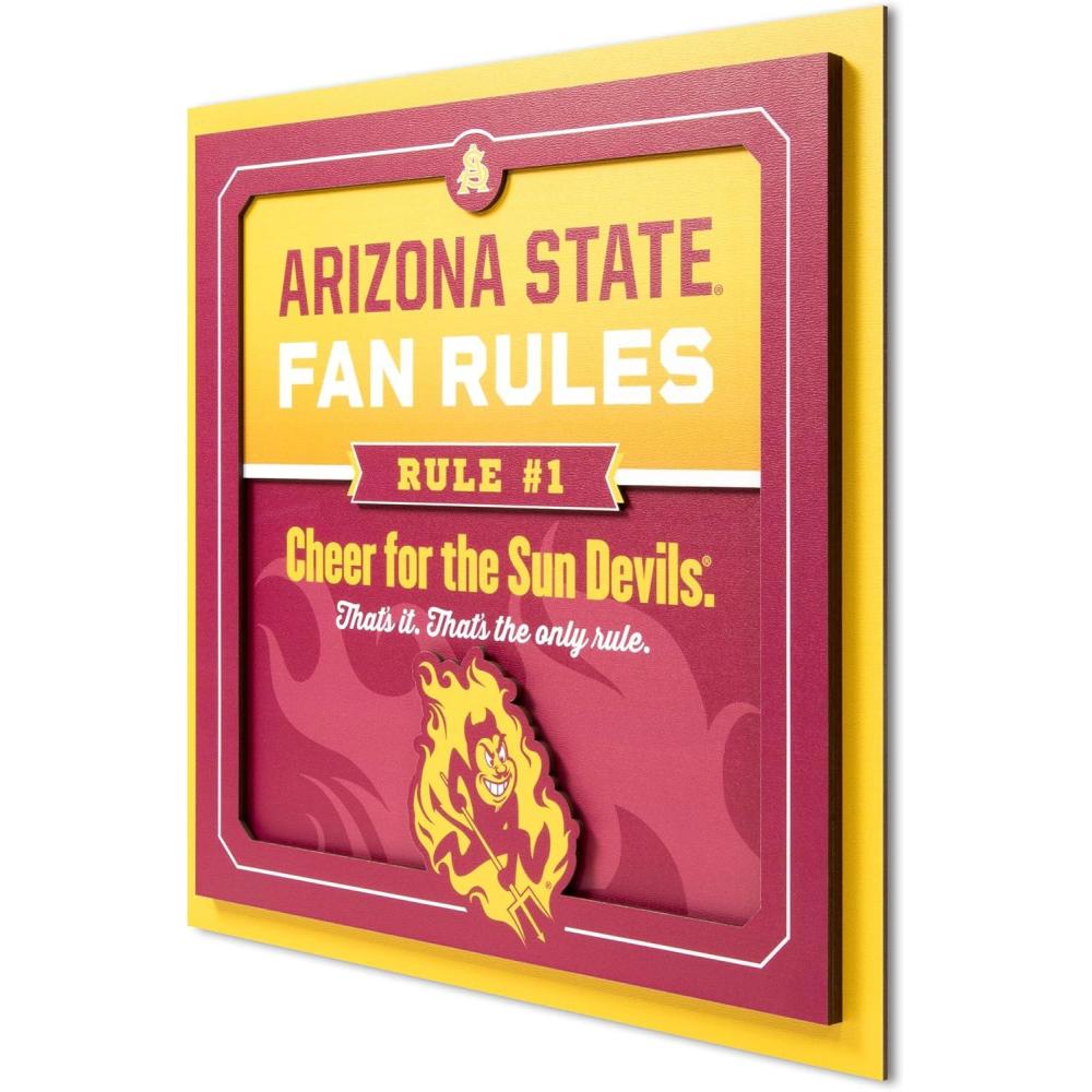 image:imageYouTheFan Officiallylicensed NCAA Tide Fan Rules Wall Art multiple layers humorous team artwork sports fan motto showcases funny rules indoor decorArizona State Sun Devils