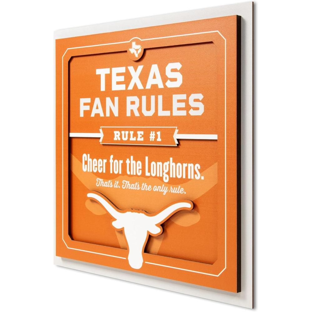 image:imageYouTheFan Officiallylicensed NCAA Tide Fan Rules Wall Art multiple layers humorous team artwork sports fan motto showcases funny rules indoor decorTexas Longhorns