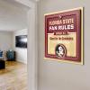 YouTheFan Officially-licensed NCAA Tide Fan Rules Wall Art, multiple layers, humorous team artwork sports fan motto, showcases funny rules, indoor decor(Florida State Seminoles)