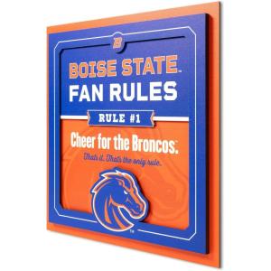 YouTheFan Officially-licensed NCAA Tide Fan Rules Wall Art, multiple layers, humorous team artwork sports fan motto, showcases funny rules, indoor decor(Boise State Broncos)