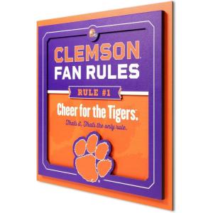 YouTheFan Officially-licensed NCAA Tide Fan Rules Wall Art, multiple layers, humorous team artwork sports fan motto, showcases funny rules, indoor decor(Clemson Tigers)