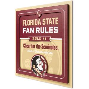 YouTheFan Officially-licensed NCAA Tide Fan Rules Wall Art, multiple layers, humorous team artwork sports fan motto, showcases funny rules, indoor decor(Florida State Seminoles)