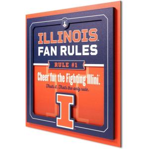 YouTheFan Officially-licensed NCAA Tide Fan Rules Wall Art, multiple layers, humorous team artwork sports fan motto, showcases funny rules, indoor decor(Illinois Fighting illini)