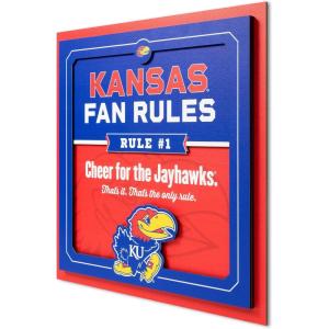 YouTheFan Officially-licensed NCAA Tide Fan Rules Wall Art, multiple layers, humorous team artwork sports fan motto, showcases funny rules, indoor decor(Kansas Jayhawks)