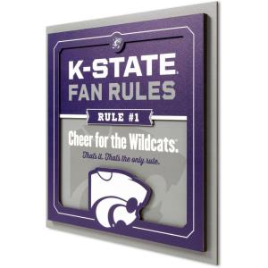 YouTheFan Officially-licensed NCAA Tide Fan Rules Wall Art, multiple layers, humorous team artwork sports fan motto, showcases funny rules, indoor decor(Kansas State Wildcats)