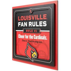 YouTheFan Officially-licensed NCAA Tide Fan Rules Wall Art, multiple layers, humorous team artwork sports fan motto, showcases funny rules, indoor decor(Louisville Cardinals)