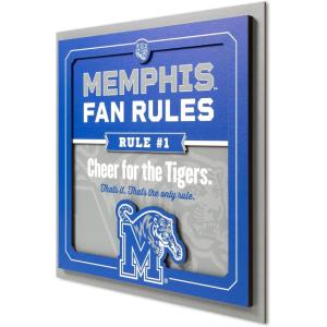 YouTheFan Officially-licensed NCAA Tide Fan Rules Wall Art, multiple layers, humorous team artwork sports fan motto, showcases funny rules, indoor decor(Memphis Tigers)