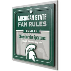 YouTheFan Officially-licensed NCAA Tide Fan Rules Wall Art, multiple layers, humorous team artwork sports fan motto, showcases funny rules, indoor decor(Michigan State Spartans)