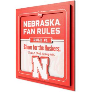 YouTheFan Officially-licensed NCAA Tide Fan Rules Wall Art, multiple layers, humorous team artwork sports fan motto, showcases funny rules, indoor decor(Nebraska Cornhuskers)