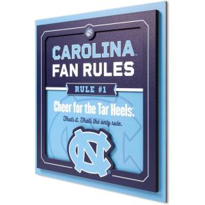 YouTheFan Officially-licensed NCAA Tide Fan Rules Wall Art, multiple layers, humorous team artwork sports fan motto, showcases funny rules, indoor decor(North Carolina Tar Heels)