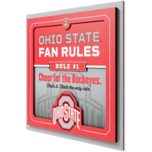 YouTheFan Officially-licensed NCAA Tide Fan Rules Wall Art, multiple layers, humorous team artwork sports fan motto, showcases funny rules, indoor decor(Ohio State Buckeyes)