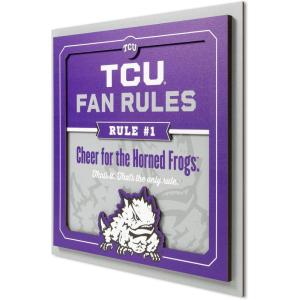 YouTheFan Officially-licensed NCAA Tide Fan Rules Wall Art, multiple layers, humorous team artwork sports fan motto, showcases funny rules, indoor decor(TCU Horned Frogs)