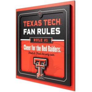 YouTheFan Officially-licensed NCAA Tide Fan Rules Wall Art, multiple layers, humorous team artwork sports fan motto, showcases funny rules, indoor decor(Texas Tech Red Raiders)
