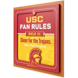 YouTheFan Officially-licensed NCAA Tide Fan Rules Wall Art, multiple layers, humorous team artwork sports fan motto, showcases funny rules, indoor decor(USC Trojans)