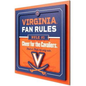 YouTheFan Officially-licensed NCAA Tide Fan Rules Wall Art, multiple layers, humorous team artwork sports fan motto, showcases funny rules, indoor decor(Virginia Cavaliers)