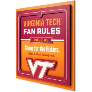 YouTheFan Officially-licensed NCAA Tide Fan Rules Wall Art, multiple layers, humorous team artwork sports fan motto, showcases funny rules, indoor decor(Virginia Tech Hokies)