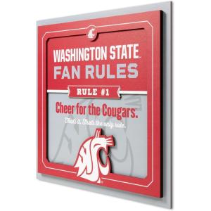 YouTheFan Officially-licensed NCAA Tide Fan Rules Wall Art, multiple layers, humorous team artwork sports fan motto, showcases funny rules, indoor decor(Washington State Cougars)