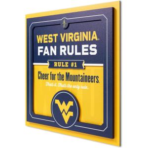 YouTheFan Officially-licensed NCAA Tide Fan Rules Wall Art, multiple layers, humorous team artwork sports fan motto, showcases funny rules, indoor decor(West Virginia Mountaineers)