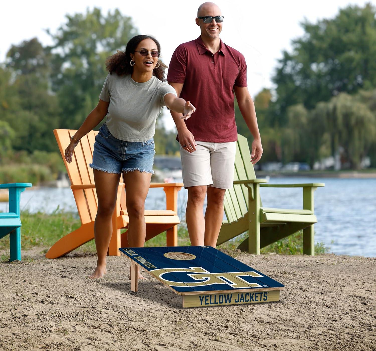 image:imageYouTheFan NCAA 2 x 3 Wood Cornhole Game with Logo BagsGeorgia Tech Yellow Jackets
