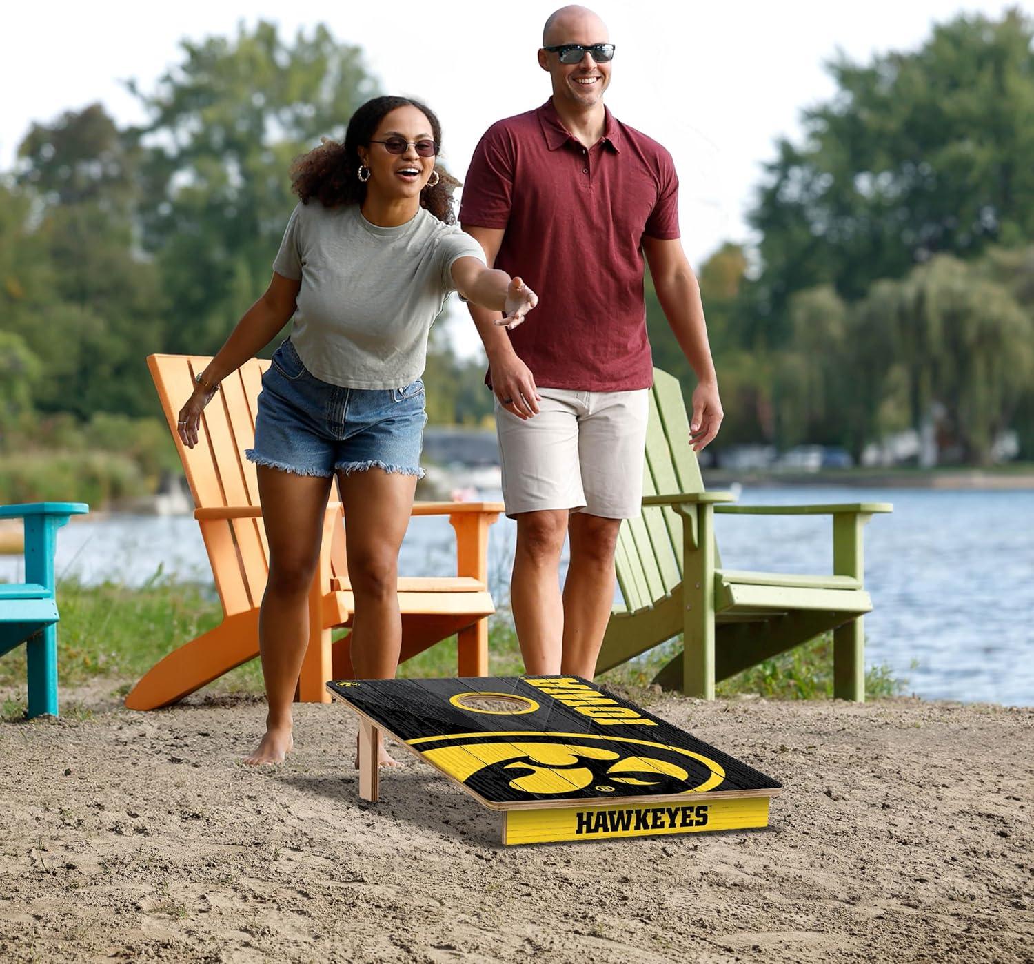 image:imageYouTheFan NCAA 2 x 3 Wood Cornhole Game with Logo BagsIowa Hawkeyes