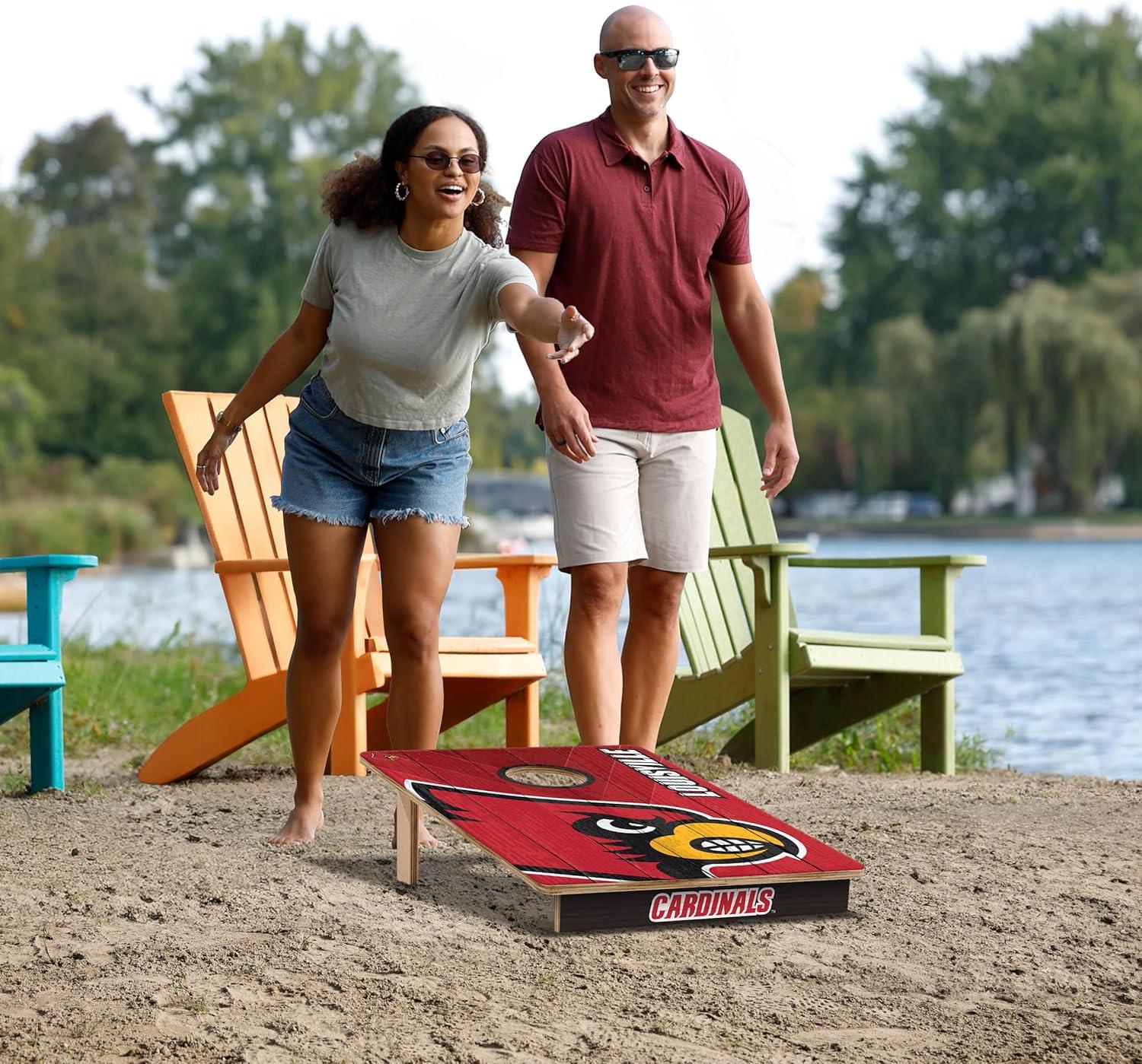 image:imageYouTheFan NCAA 2 x 3 Wood Cornhole Game with Logo BagsLouisville Cardinals