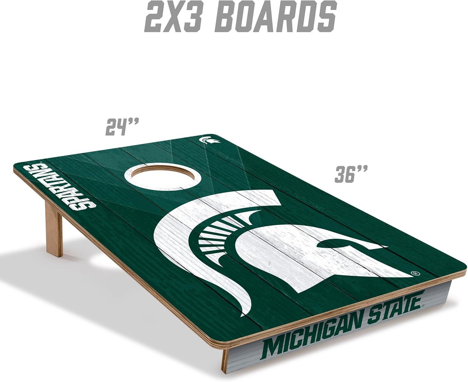 image:imageYouTheFan NCAA 2 x 3 Wood Cornhole Game with Logo BagsMichigan State Spartans