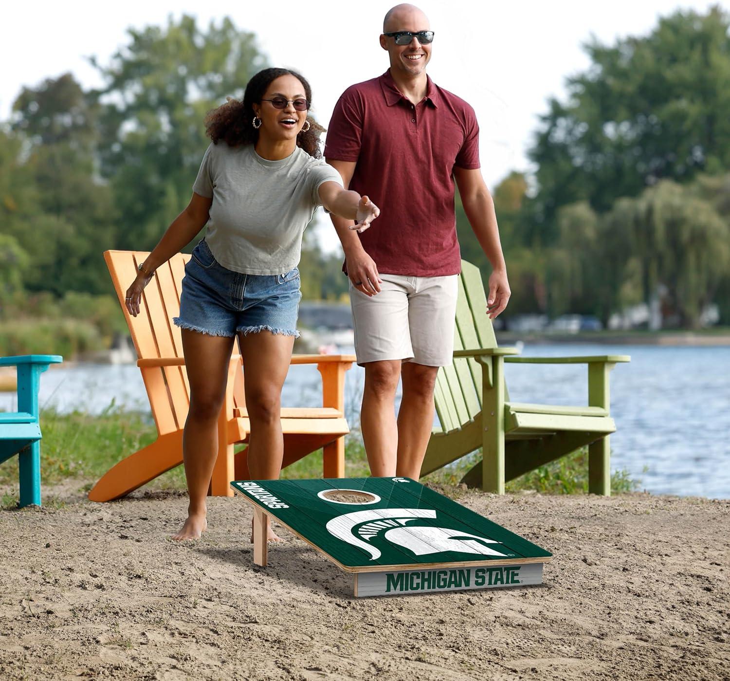 image:imageYouTheFan NCAA 2 x 3 Wood Cornhole Game with Logo BagsMichigan State Spartans