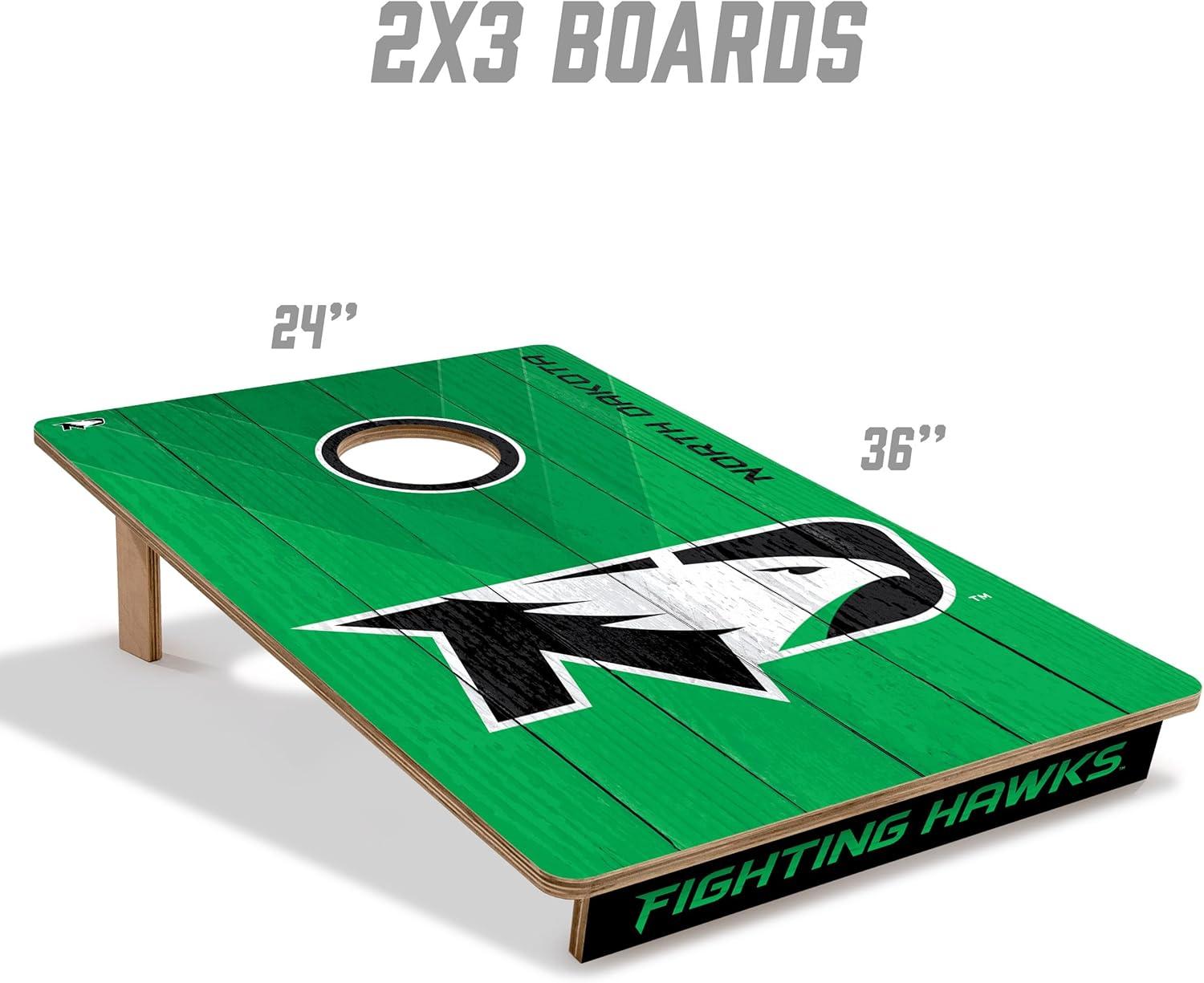 image:imageYouTheFan NCAA 2 x 3 Wood Cornhole Game with Logo BagsNorth Dakota Fighting Hawk