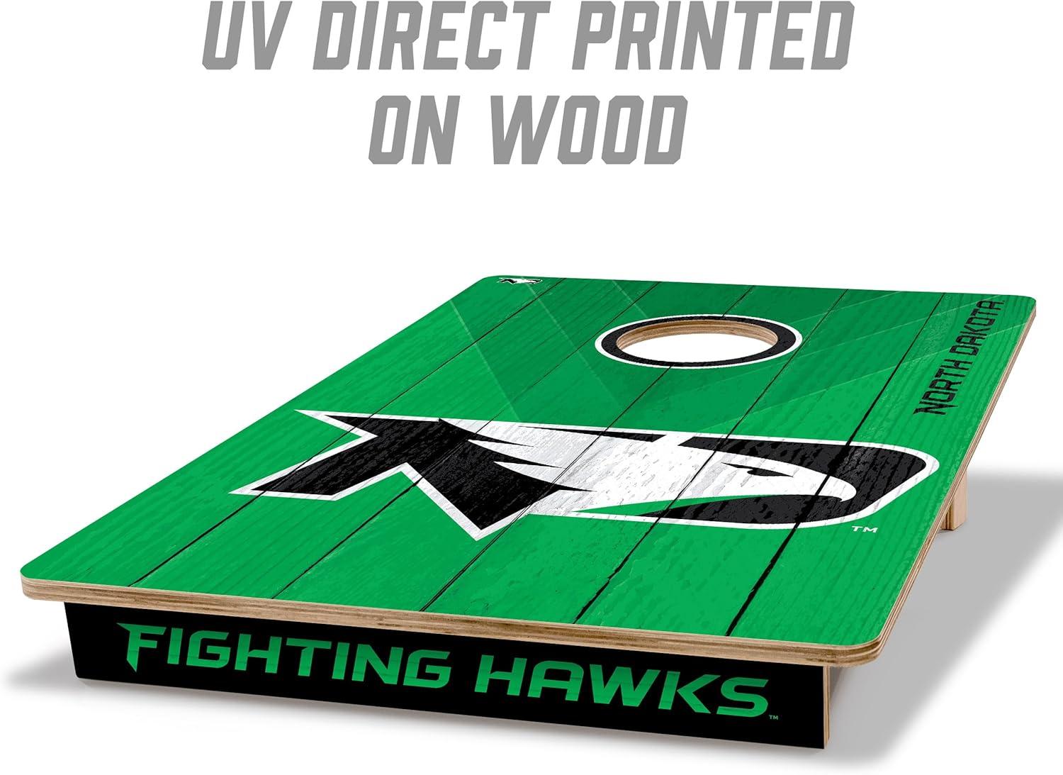 image:imageYouTheFan NCAA 2 x 3 Wood Cornhole Game with Logo BagsNorth Dakota Fighting Hawk