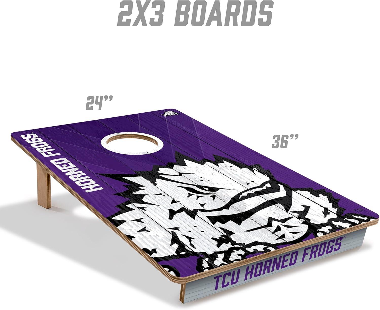 image:imageYouTheFan NCAA 2 x 3 Wood Cornhole Game with Logo BagsTCU Horned Frogs