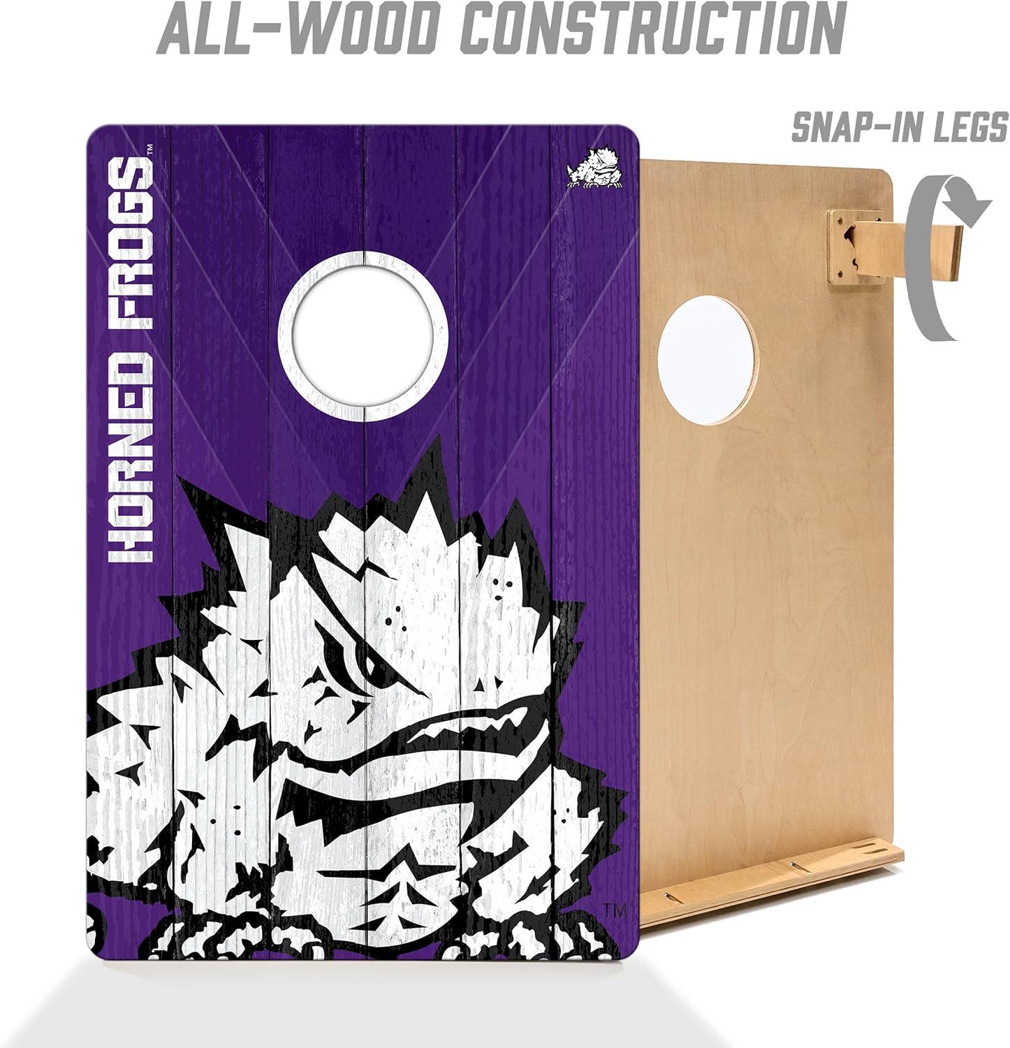image:imageYouTheFan NCAA 2 x 3 Wood Cornhole Game with Logo BagsTCU Horned Frogs