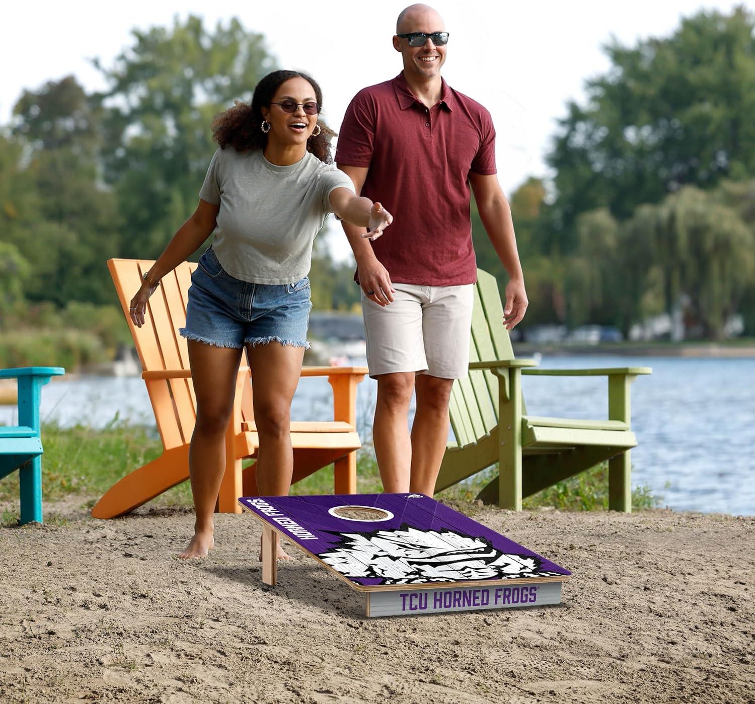 image:imageYouTheFan NCAA 2 x 3 Wood Cornhole Game with Logo BagsTCU Horned Frogs
