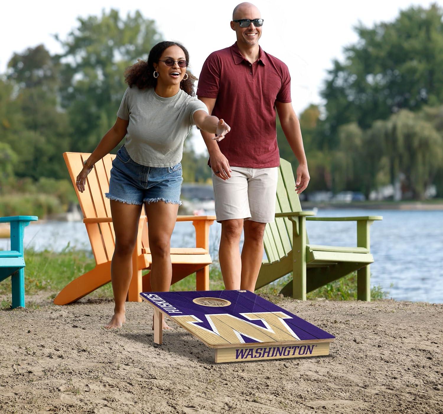 image:imageYouTheFan NCAA 2 x 3 Wood Cornhole Game with Logo BagsWashington Huskies