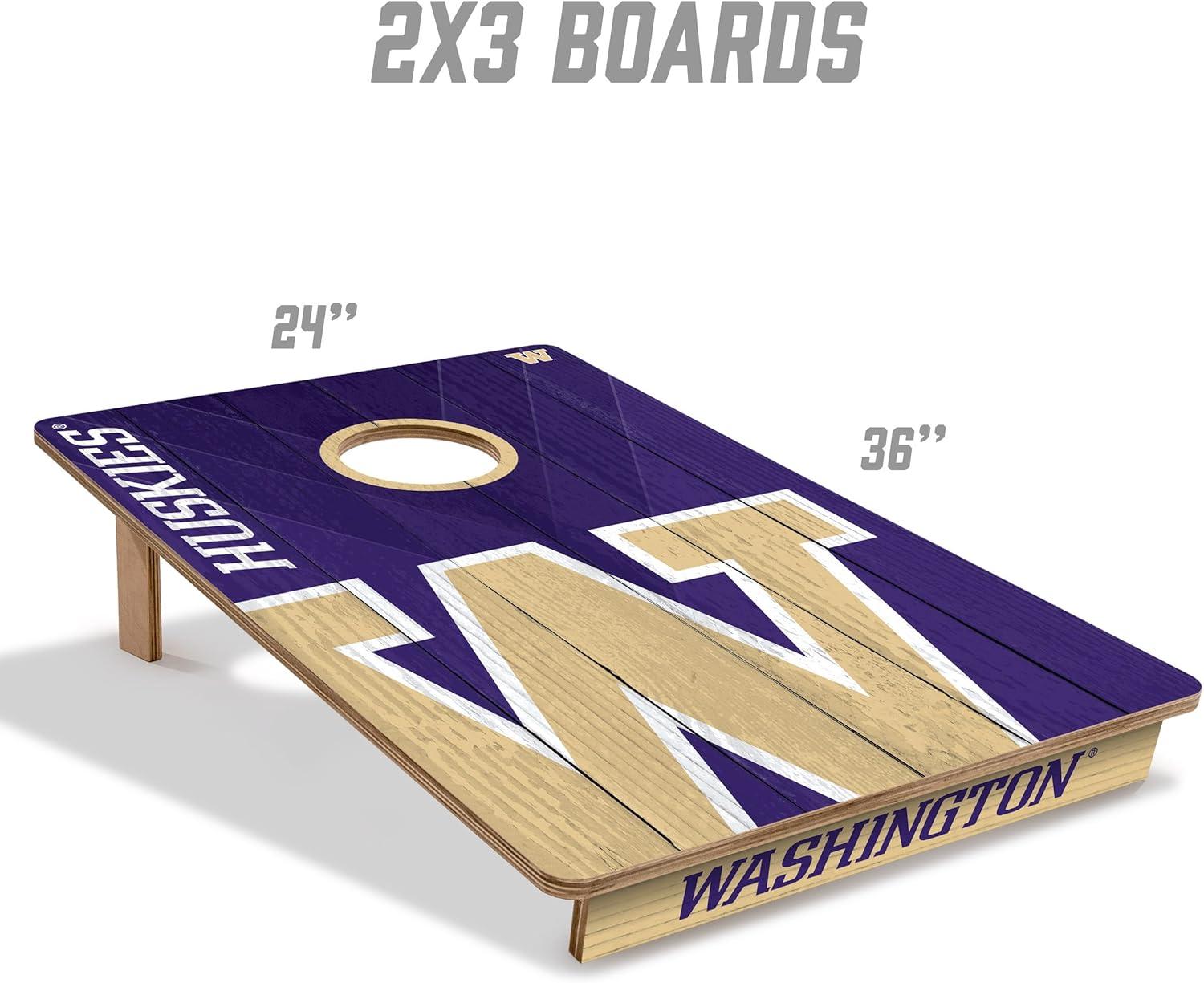 image:imageYouTheFan NCAA 2 x 3 Wood Cornhole Game with Logo BagsWashington Huskies