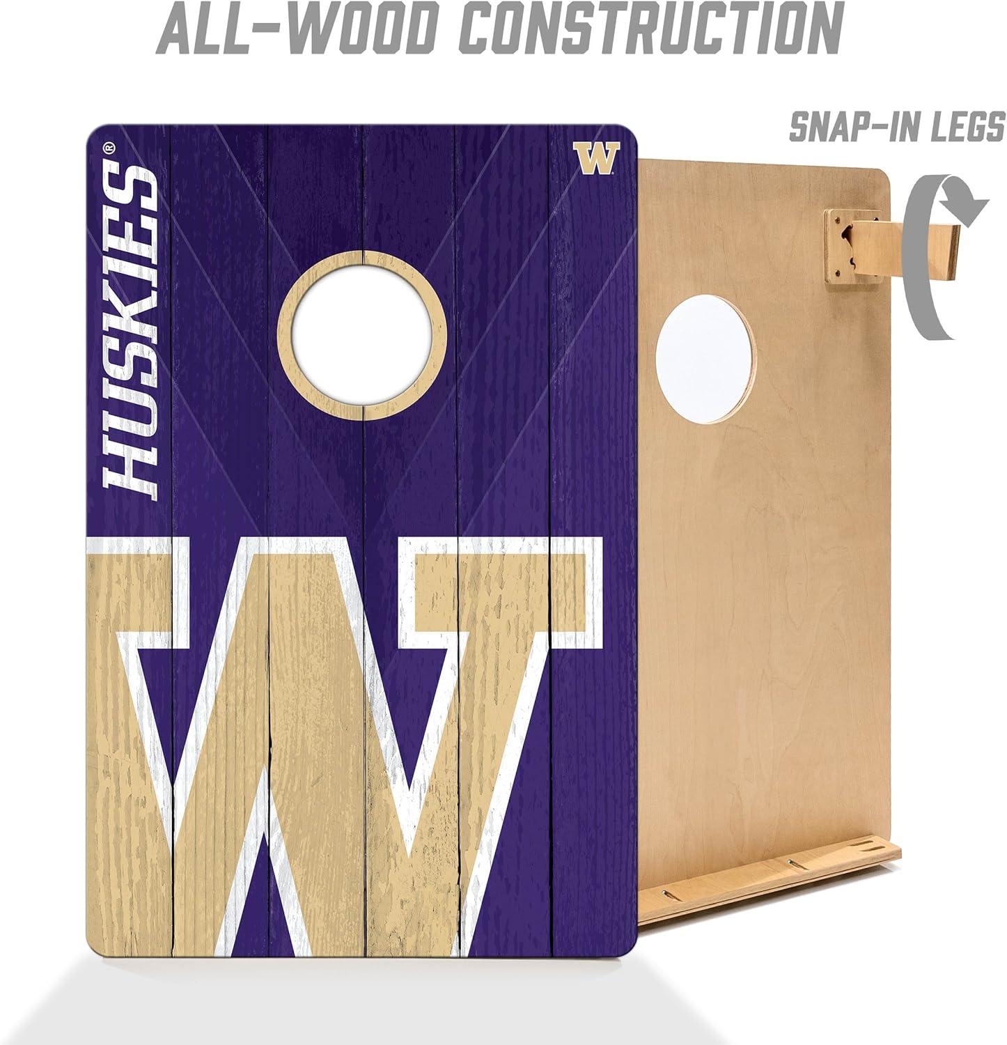 image:imageYouTheFan NCAA 2 x 3 Wood Cornhole Game with Logo BagsWashington Huskies
