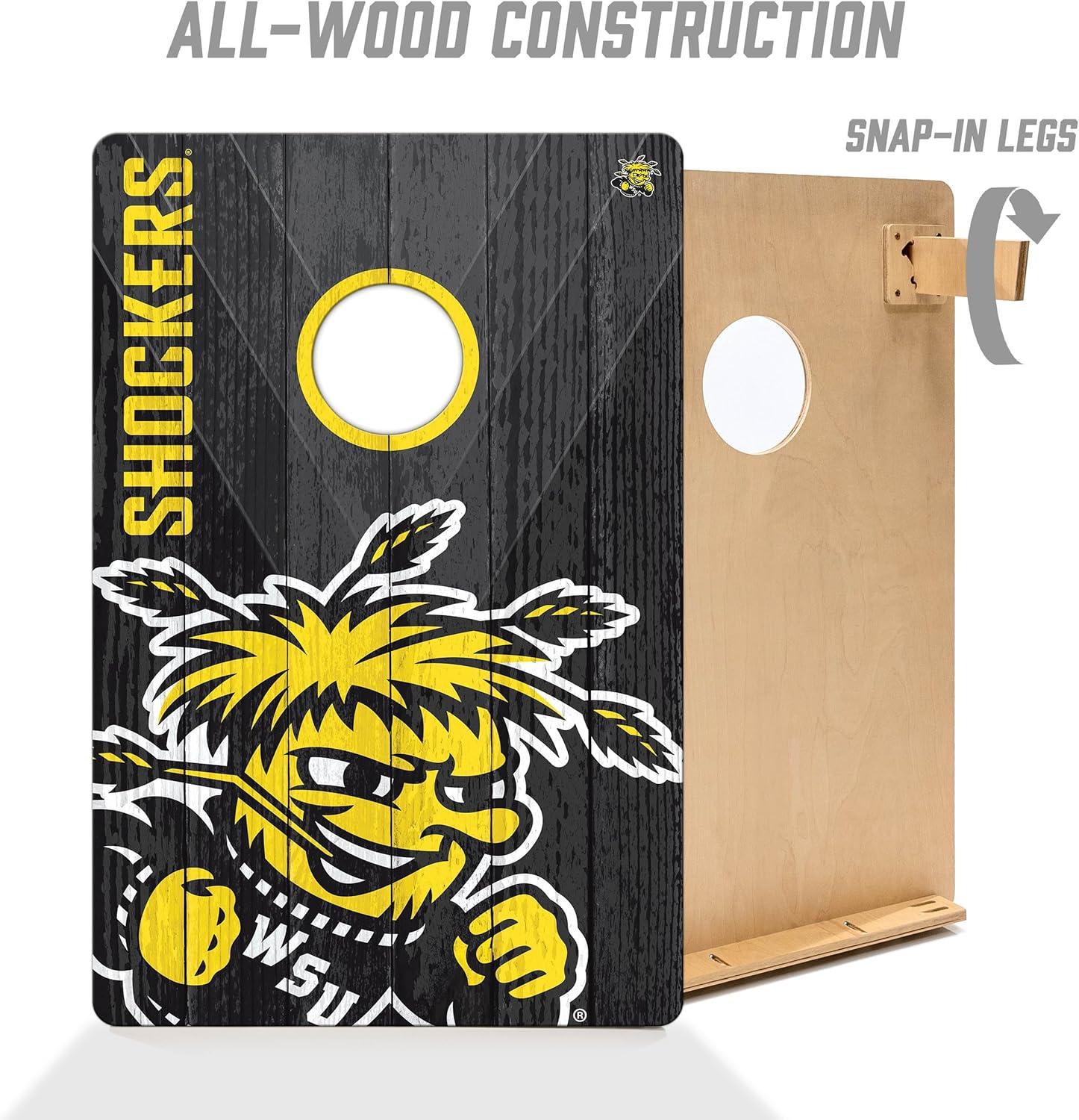 image:imageYouTheFan NCAA 2 x 3 Wood Cornhole Game with Logo BagsWichita State Shockers