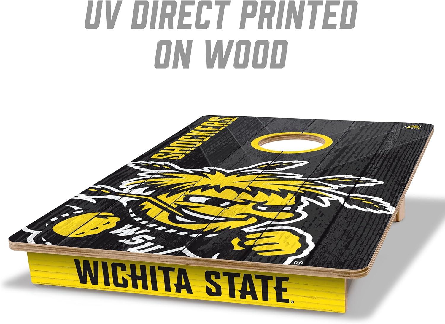 image:imageYouTheFan NCAA 2 x 3 Wood Cornhole Game with Logo BagsWichita State Shockers