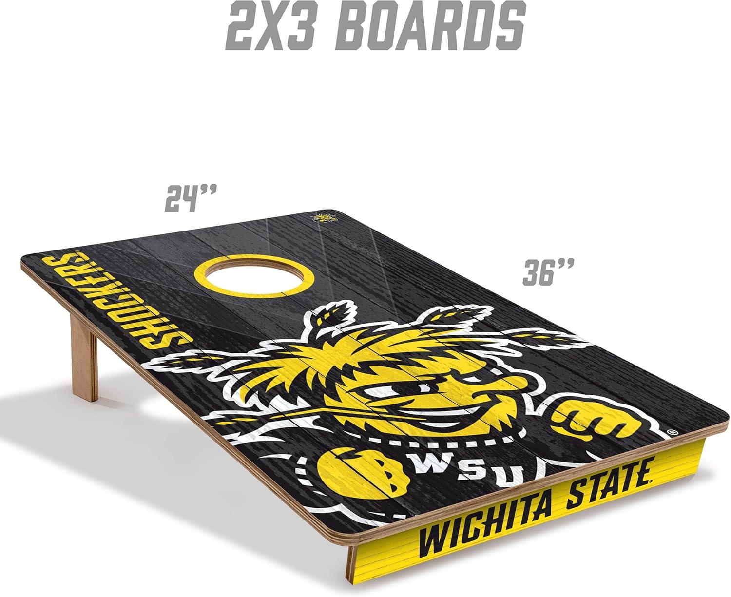 image:imageYouTheFan NCAA 2 x 3 Wood Cornhole Game with Logo BagsWichita State Shockers
