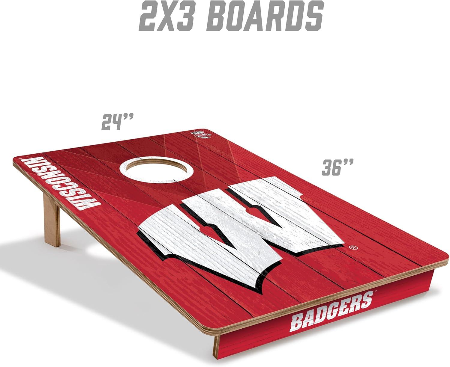 image:imageYouTheFan NCAA 2 x 3 Wood Cornhole Game with Logo BagsWisconsin Badgers