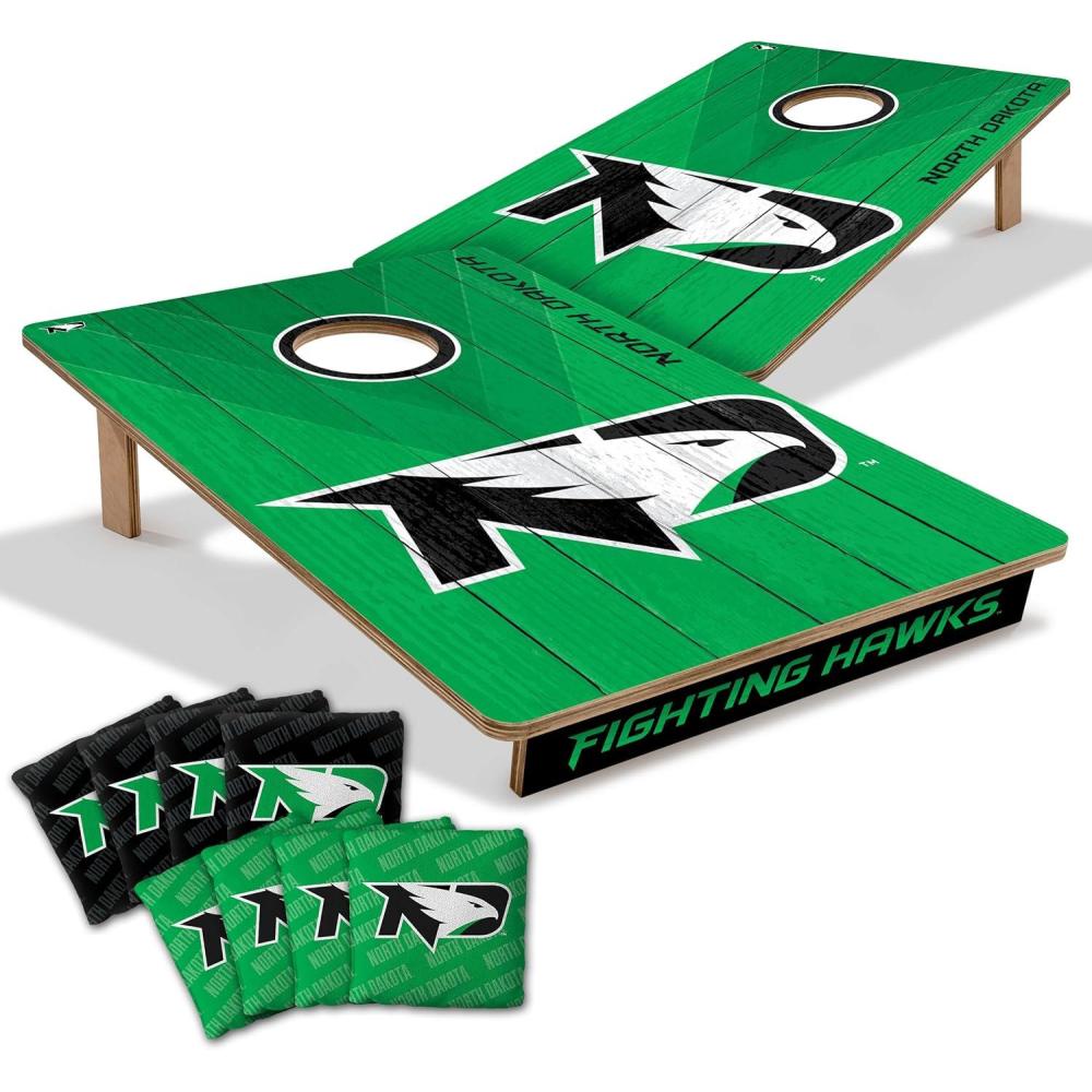 image:imageYouTheFan NCAA 2 x 3 Wood Cornhole Game with Logo BagsNorth Dakota Fighting Hawk