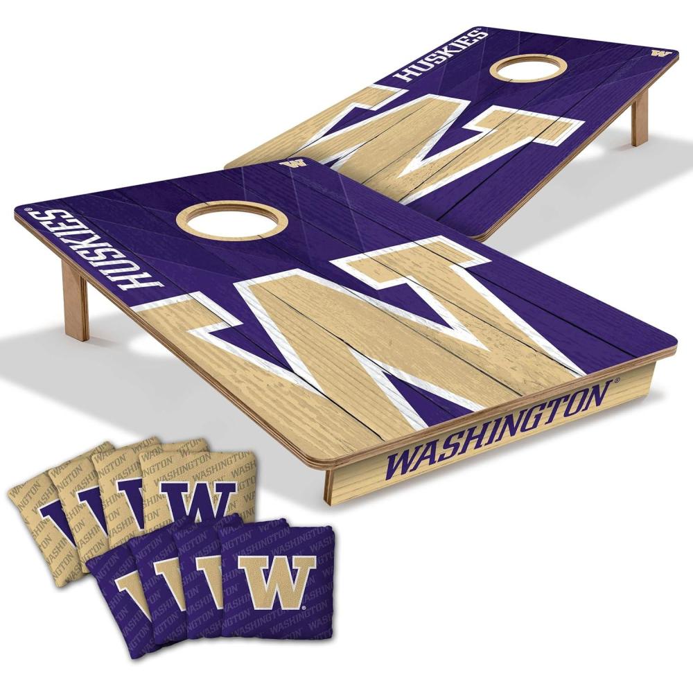 image:imageYouTheFan NCAA 2 x 3 Wood Cornhole Game with Logo BagsWashington Huskies